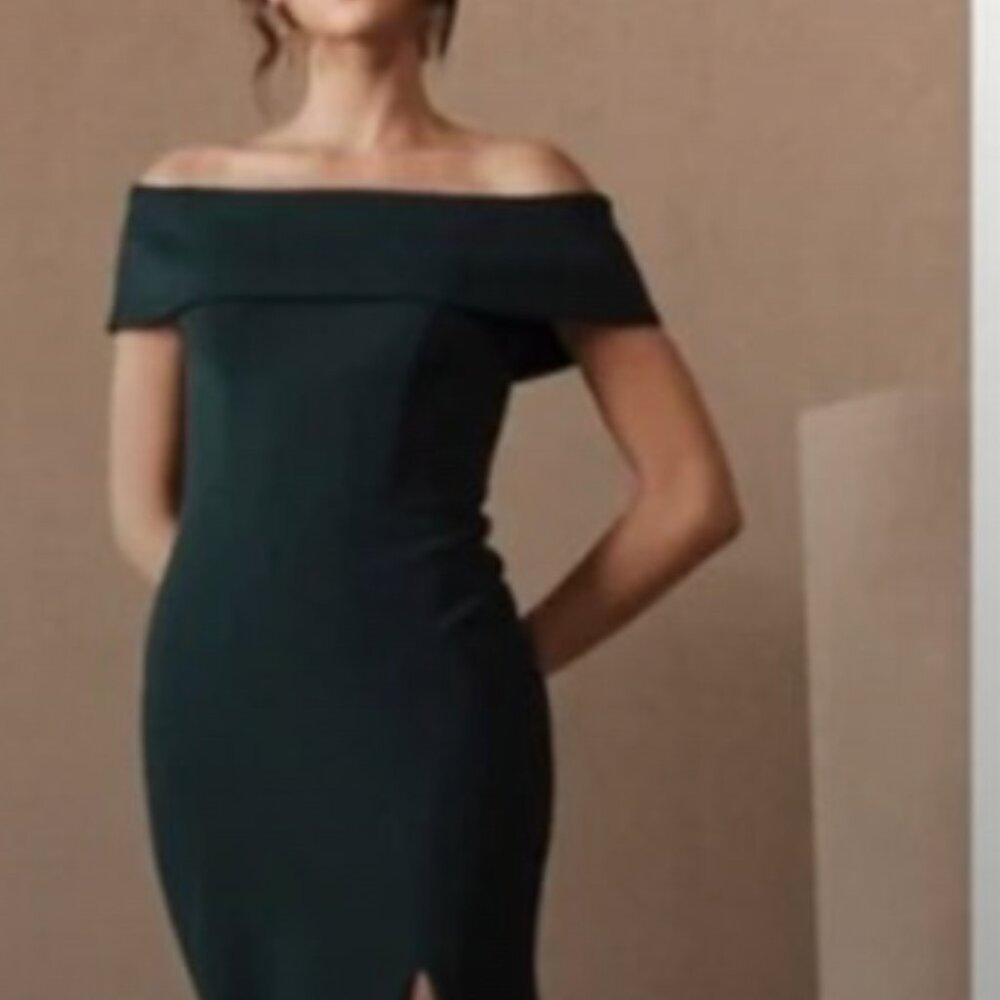 BHLDN- Emerald off shoulder dress - Size 8